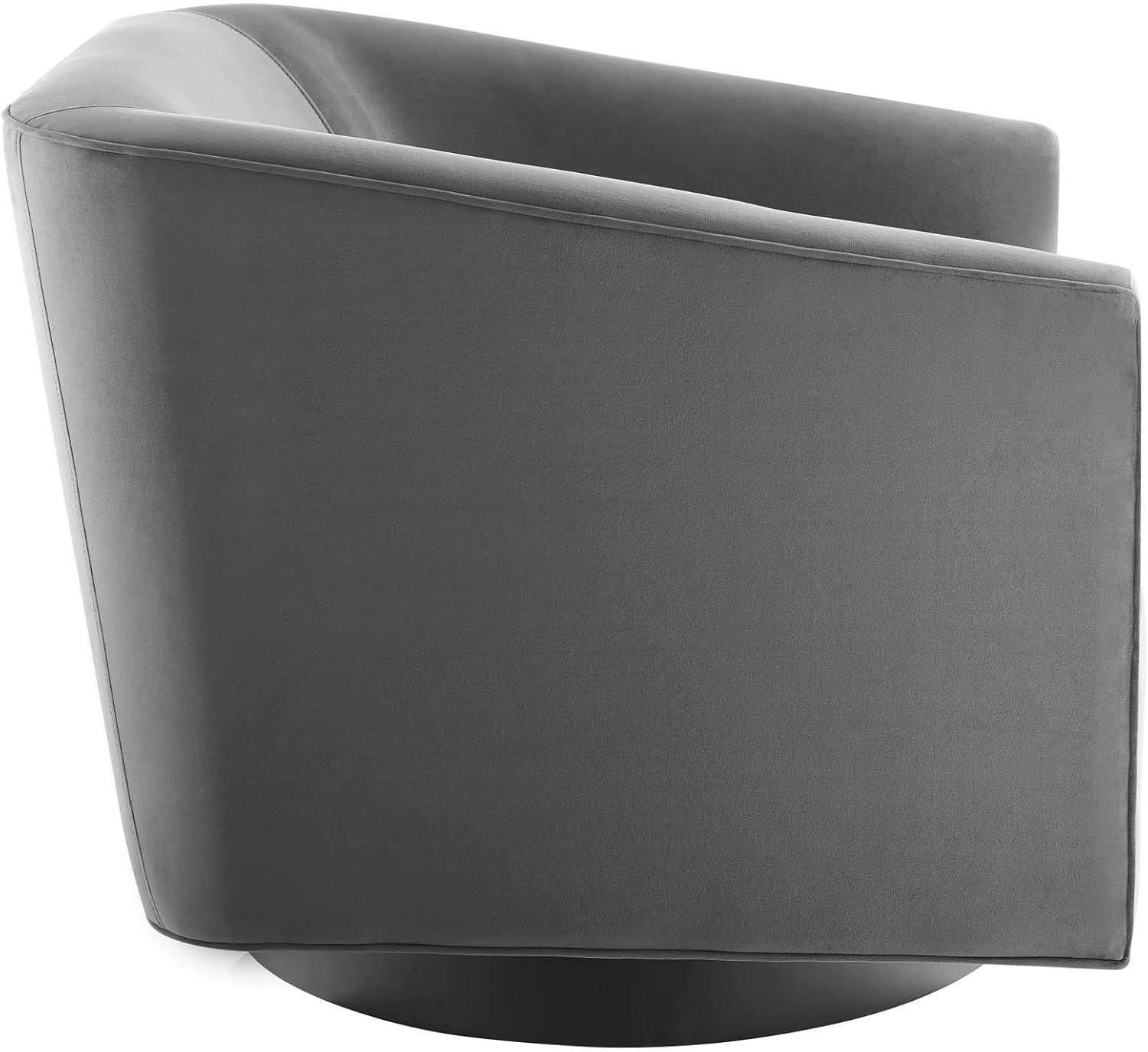 Elegant Gray Velvet Swivel Accent Chair with Metal Base