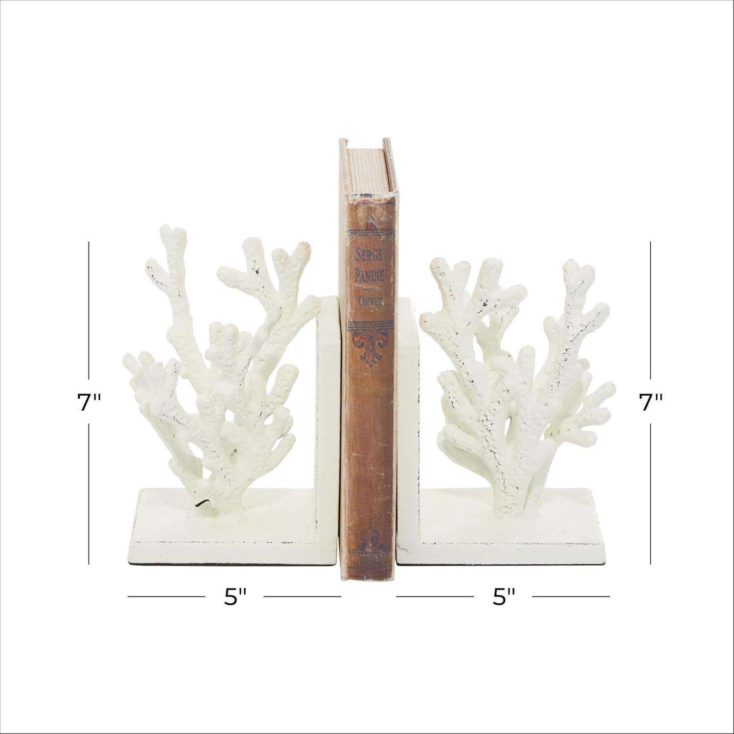 DecMode 5" Coral White Metal Bookends (Set of 2)