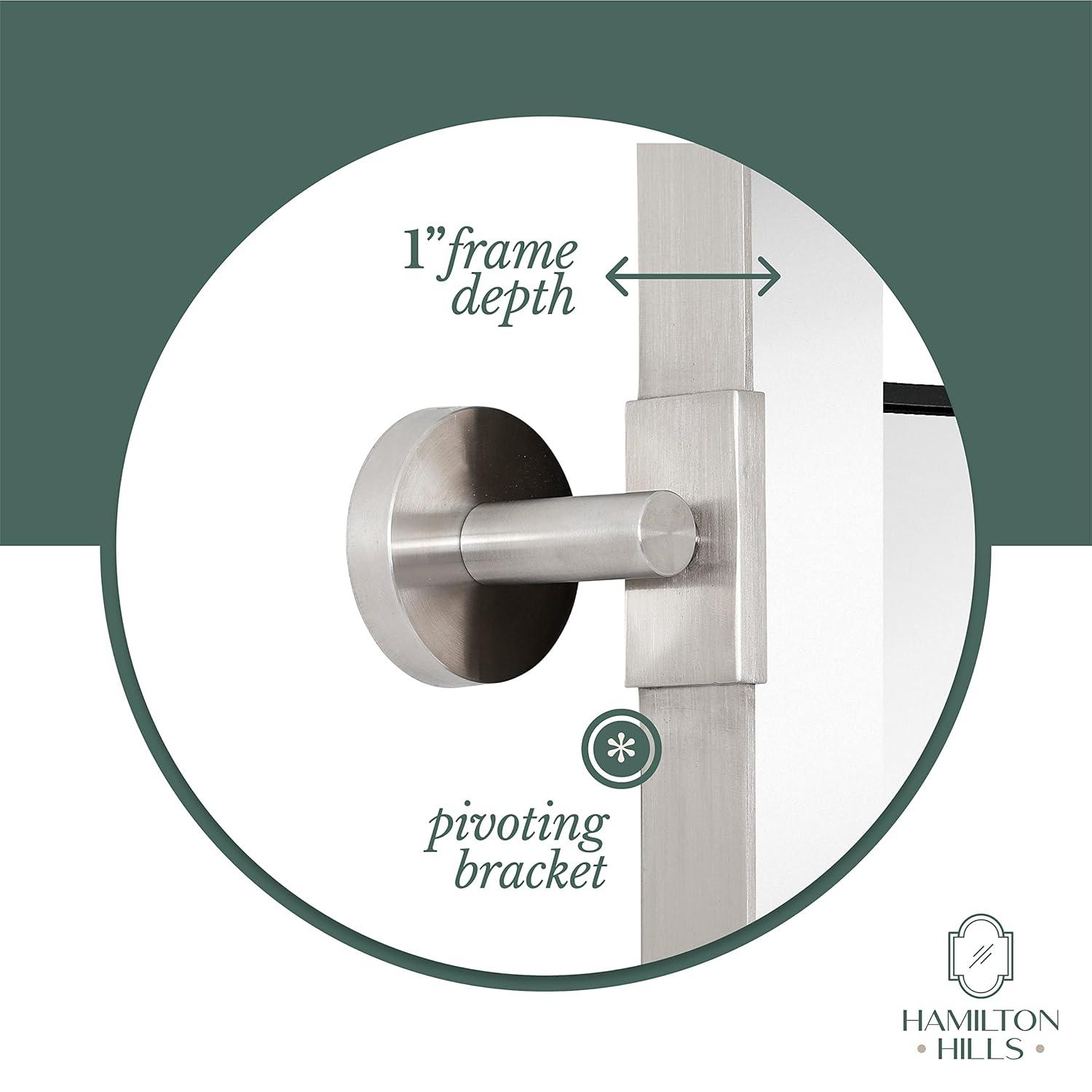 Hamilton Hills Black Metal Surrounded Round Pivot Mirror Silver Backed