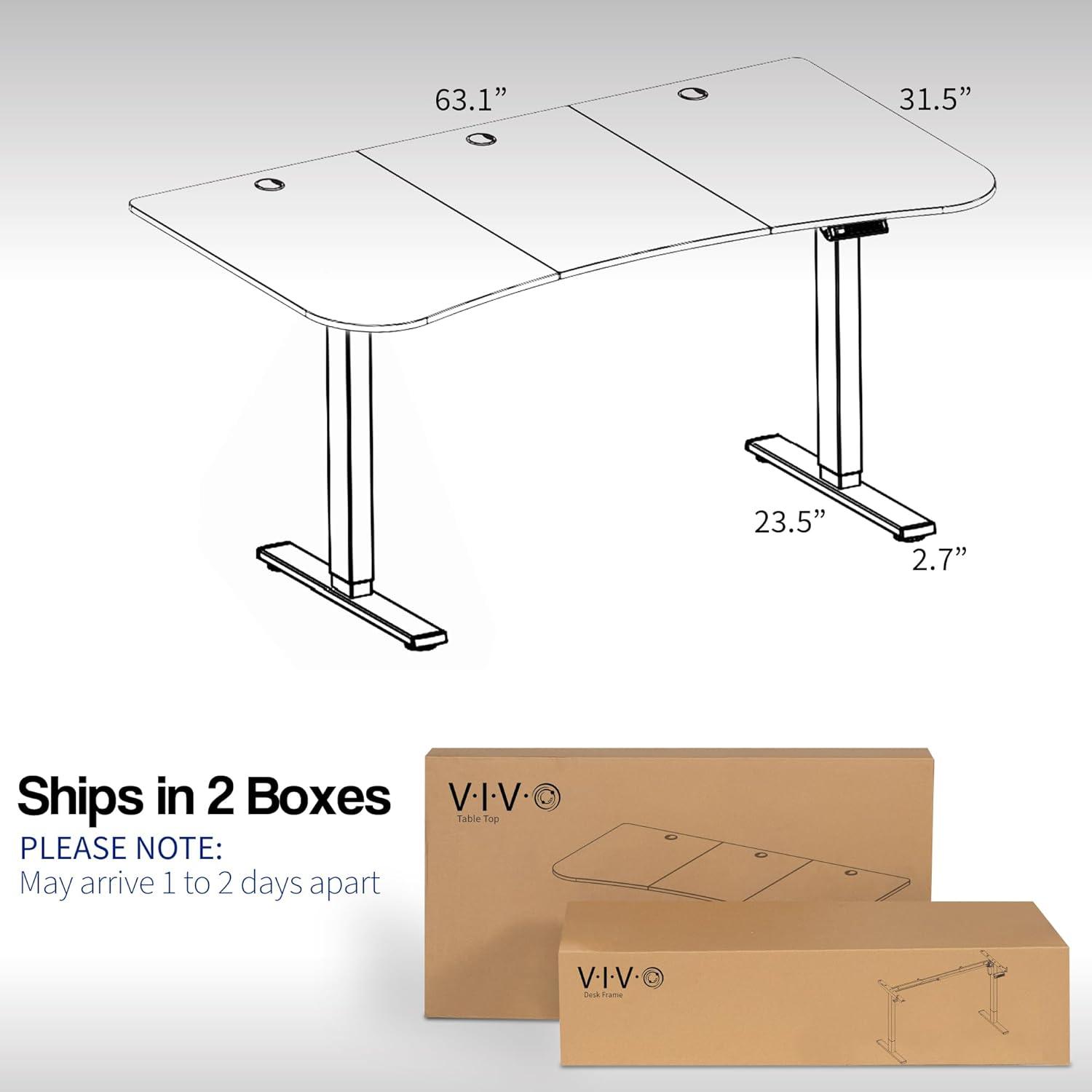 VIVO Electric 63” x 32” Standup Desk, Dark Gray Table Top, Black Frame