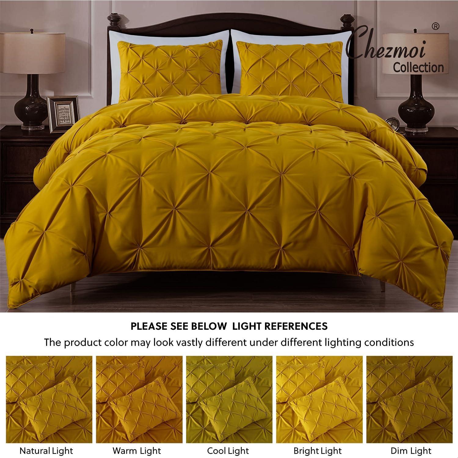 Berlin Mustard Yellow Microfiber King Comforter Set with Pillow Shams