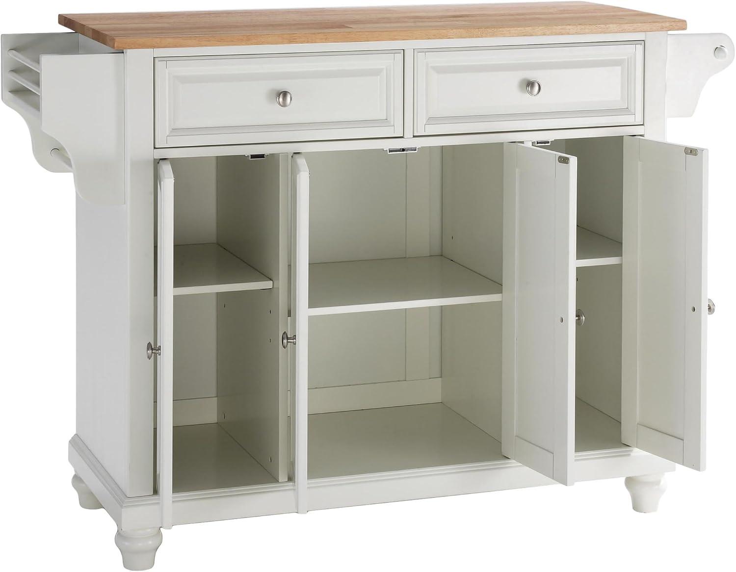 Cambridge Classic White and Natural Wood Full-Size Kitchen Island