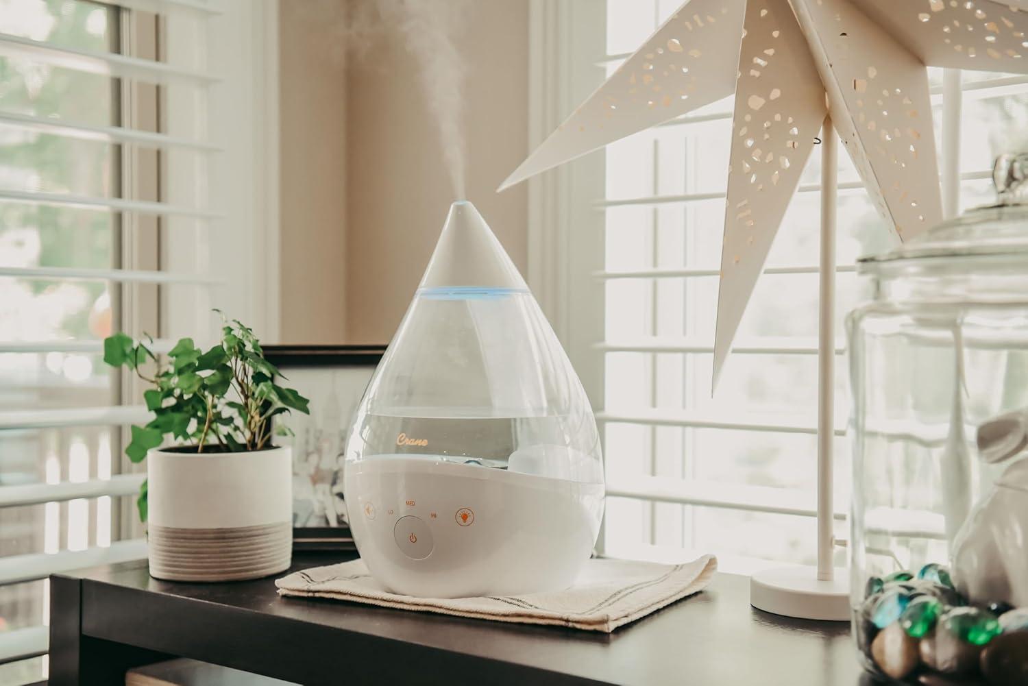 Crane USA Drop 2.0 , 4-in-1 Cool-Mist Humidifier with Aroma Tray & Sound Machine