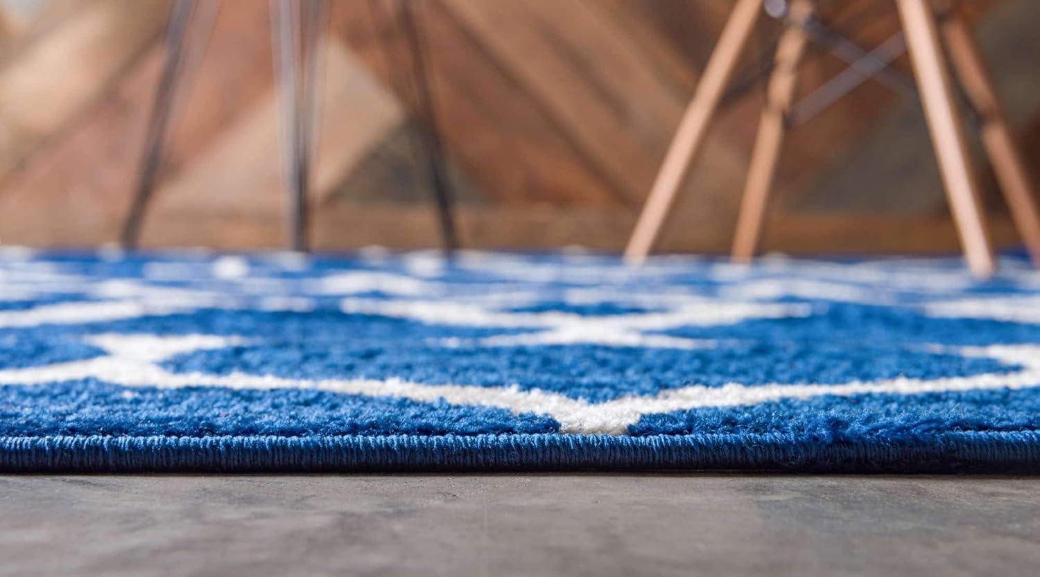 Unique Loom 2' 0 x 13' 0 Trellis Frieze Rounded Navy Blue Area Rug