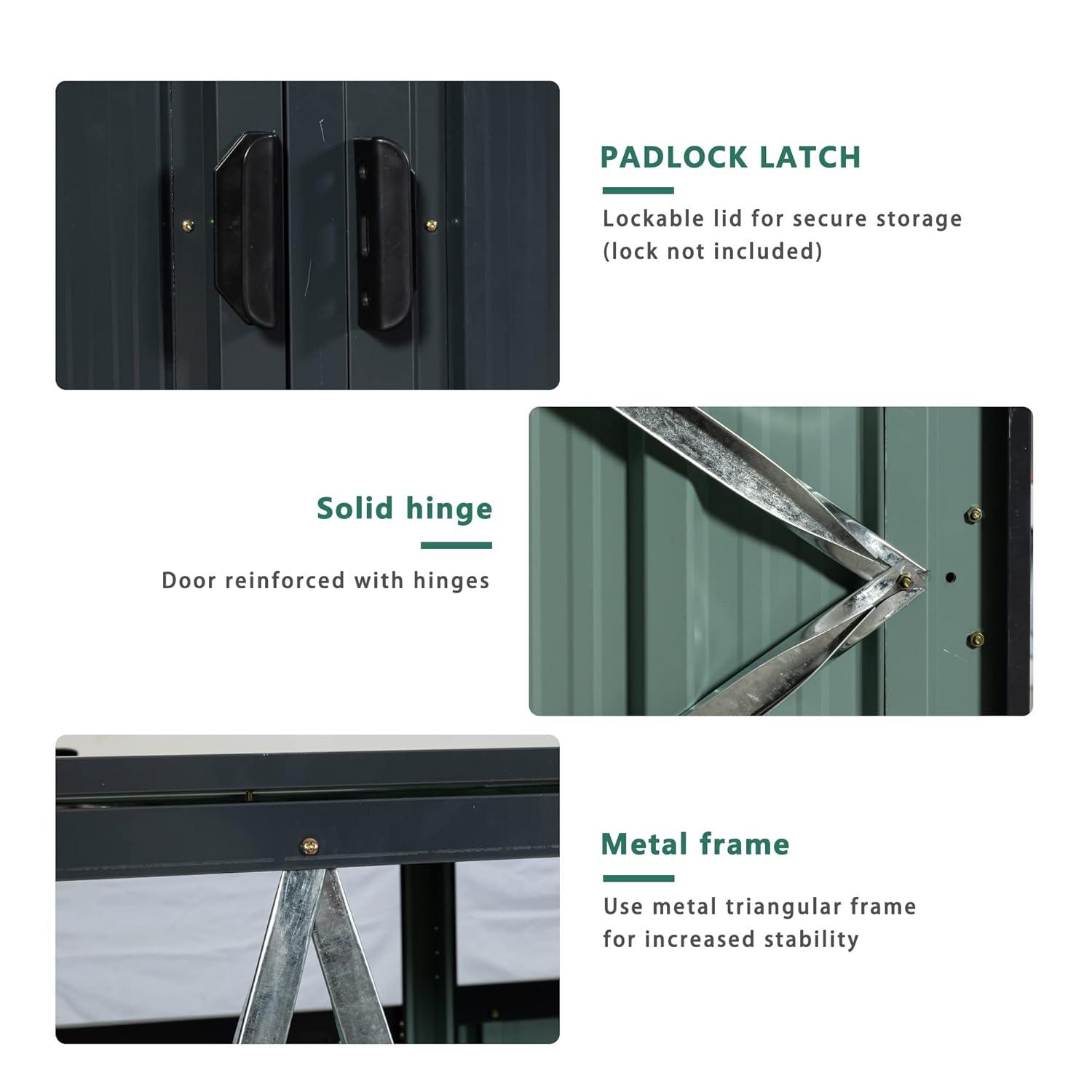 Outdoor Trash Storage Shed for 2 Garbage Cans, Wheelie Bin Hider, Outside Can Storage