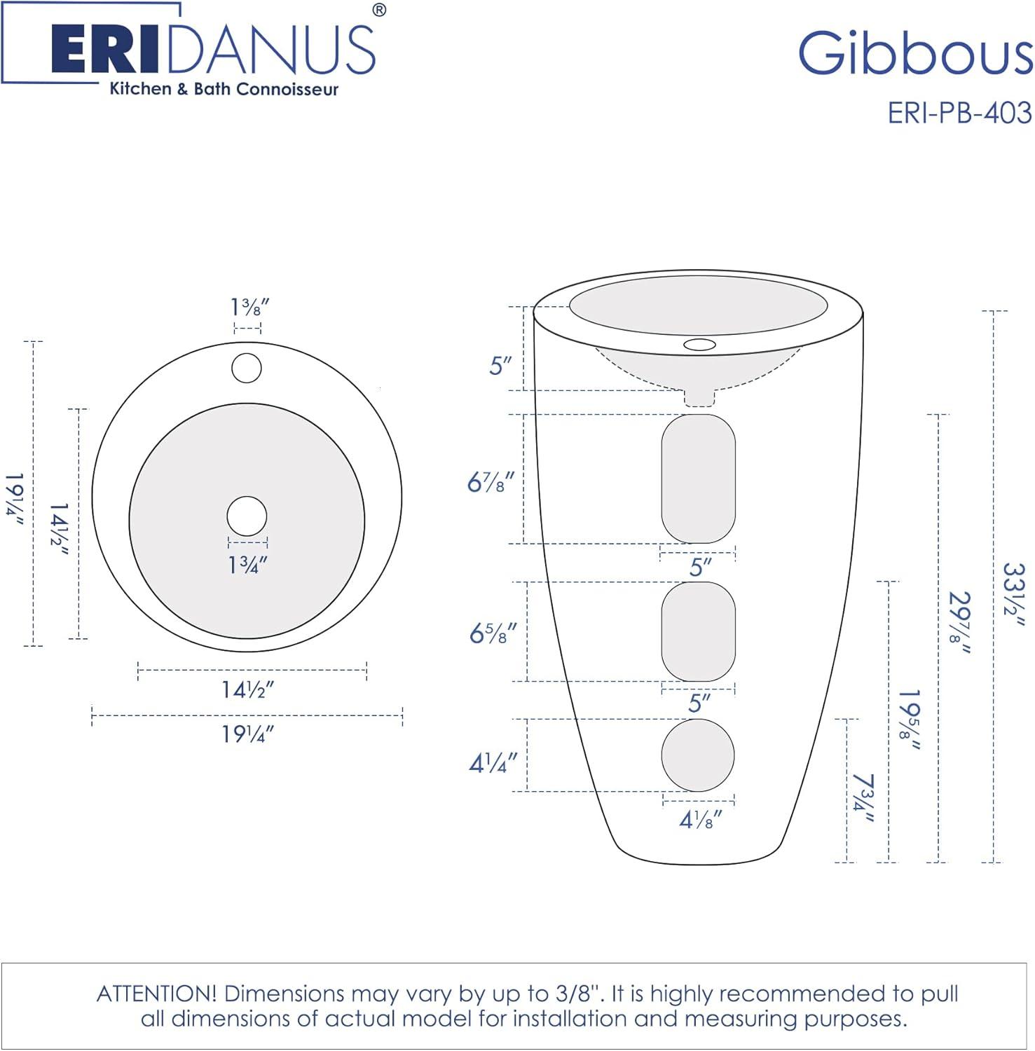 Glossy White Ceramic Round Pedestal Bathroom Sink with Overflow