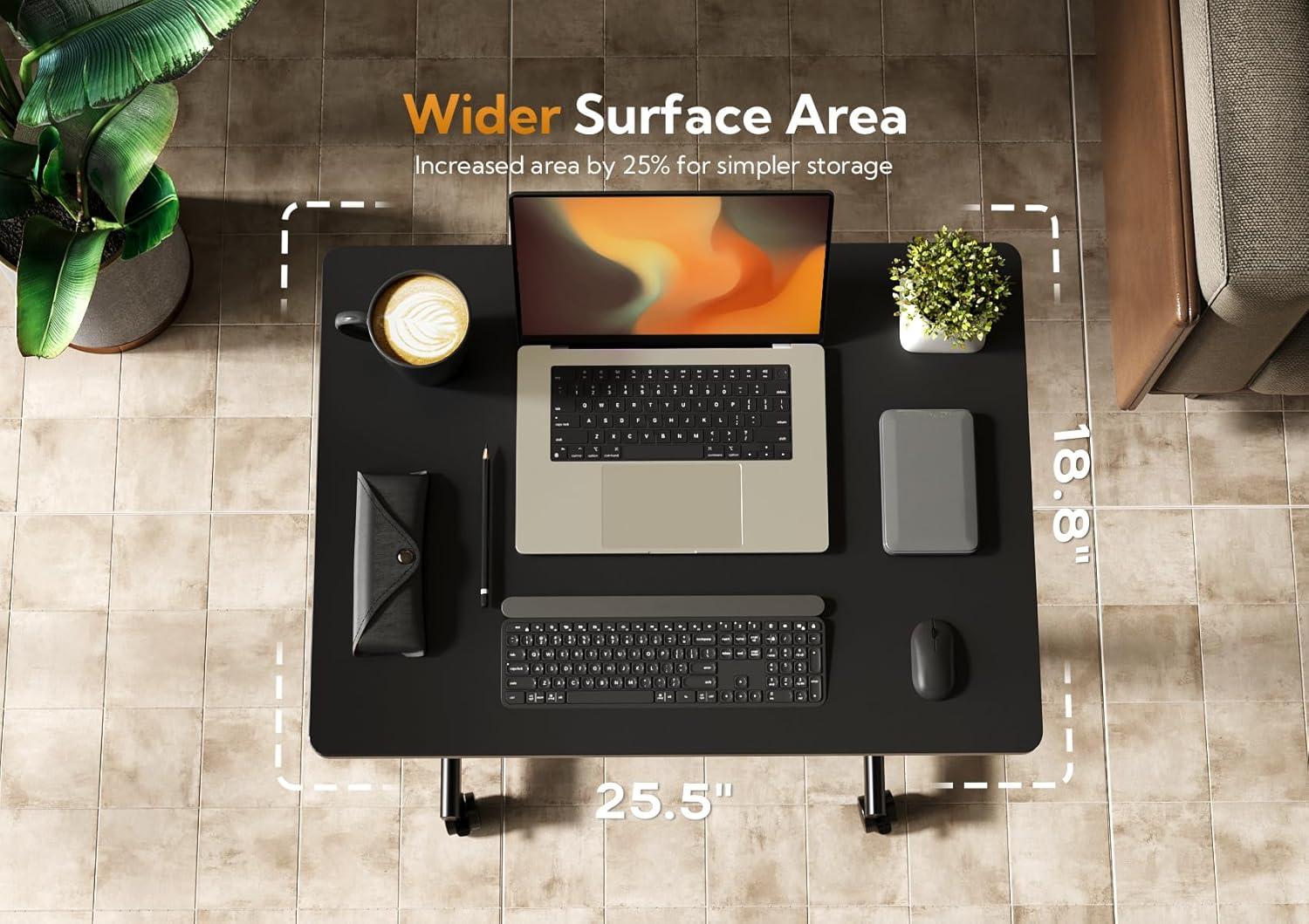 Adjustable Height Black Metal Laptop Computer Cart