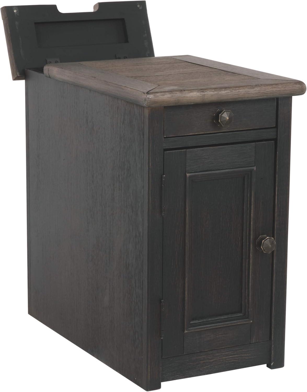 Tyler Creek Chairside End Table with USB Ports and Outlets Grayish Brown/Black - Signature Design by Ashley