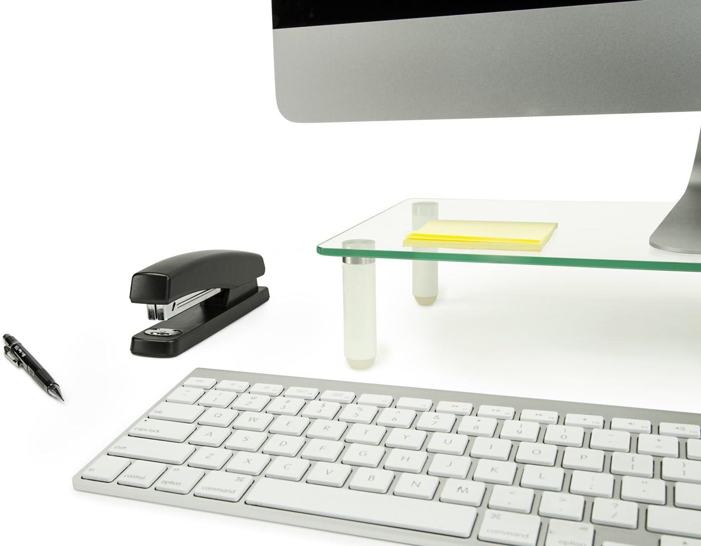 Mount-it Mount-It! Glass Desktop Monitor Stand Riser, 22 Inches Wide Clear Tempered Glass Hold Up to 44 Lbs.