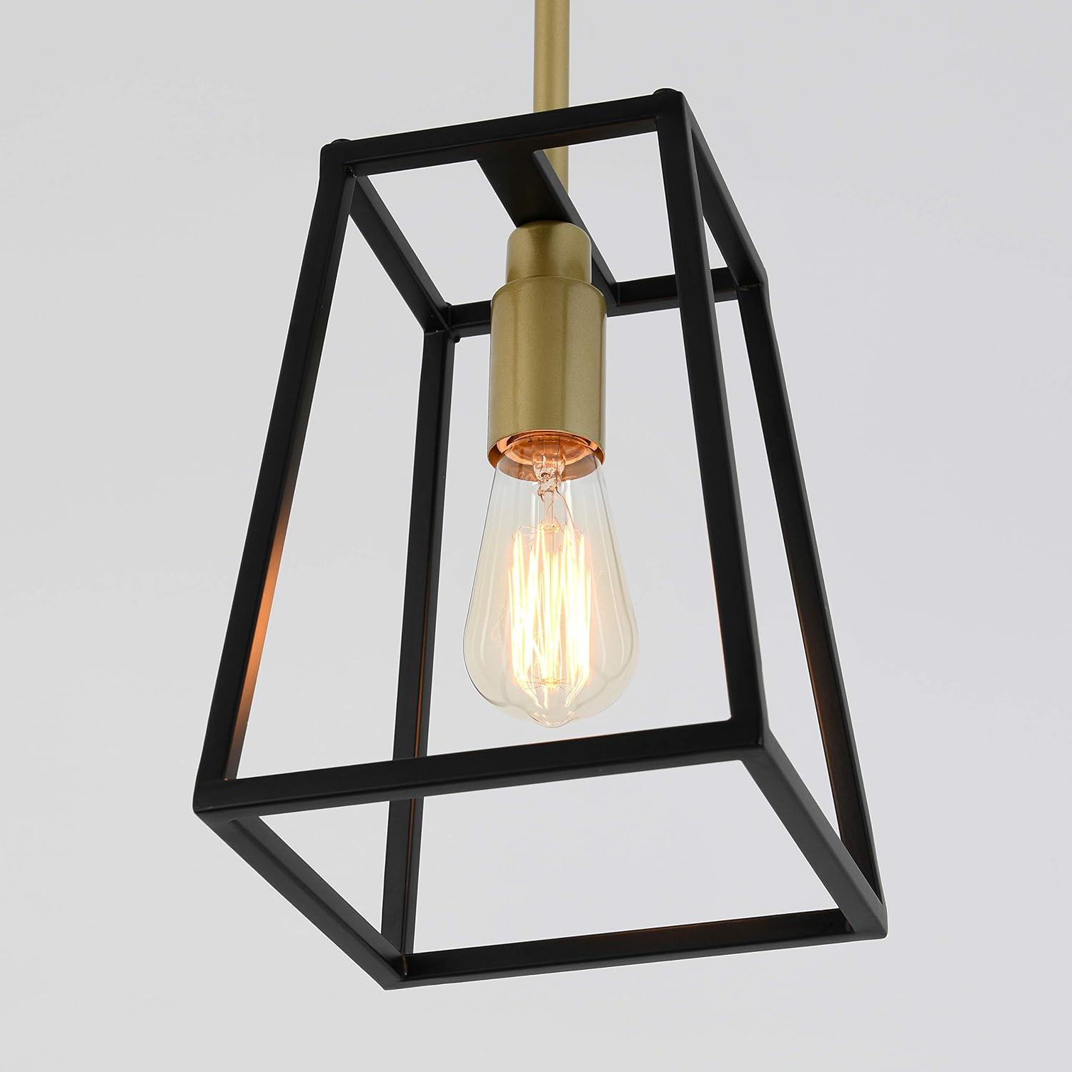 Artika Carter 1 Light Geometric Mini Pendant Light Fixture Black and Gold