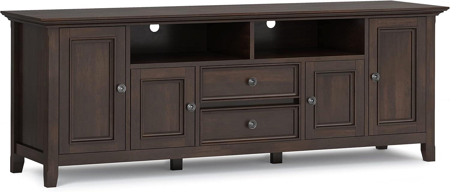 Brunette Brown Traditional Solid Wood 72" TV Media Stand