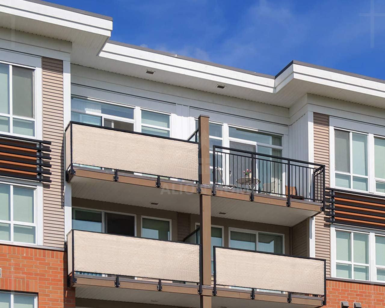 Alion Home Elegant Privacy Screen Windscreen Mesh for Balcony, Backyard, Deck, Patio, Fence, Pool, Porch, Railing - Brown/Mocha (3' x 3')