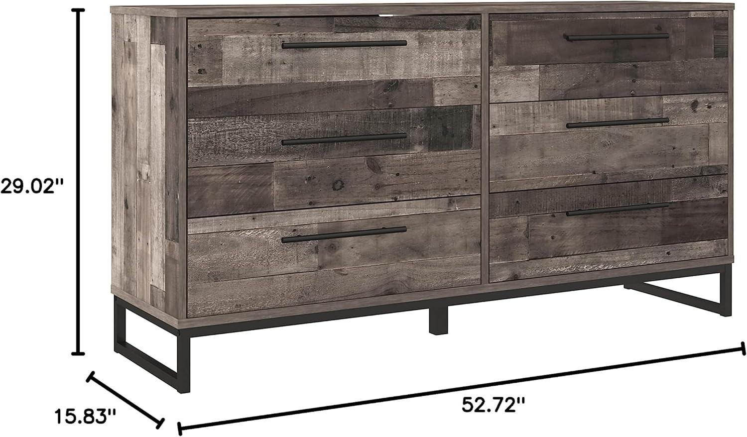 Neilsville Mid-Century 6-Drawer Dresser in Black and Gray