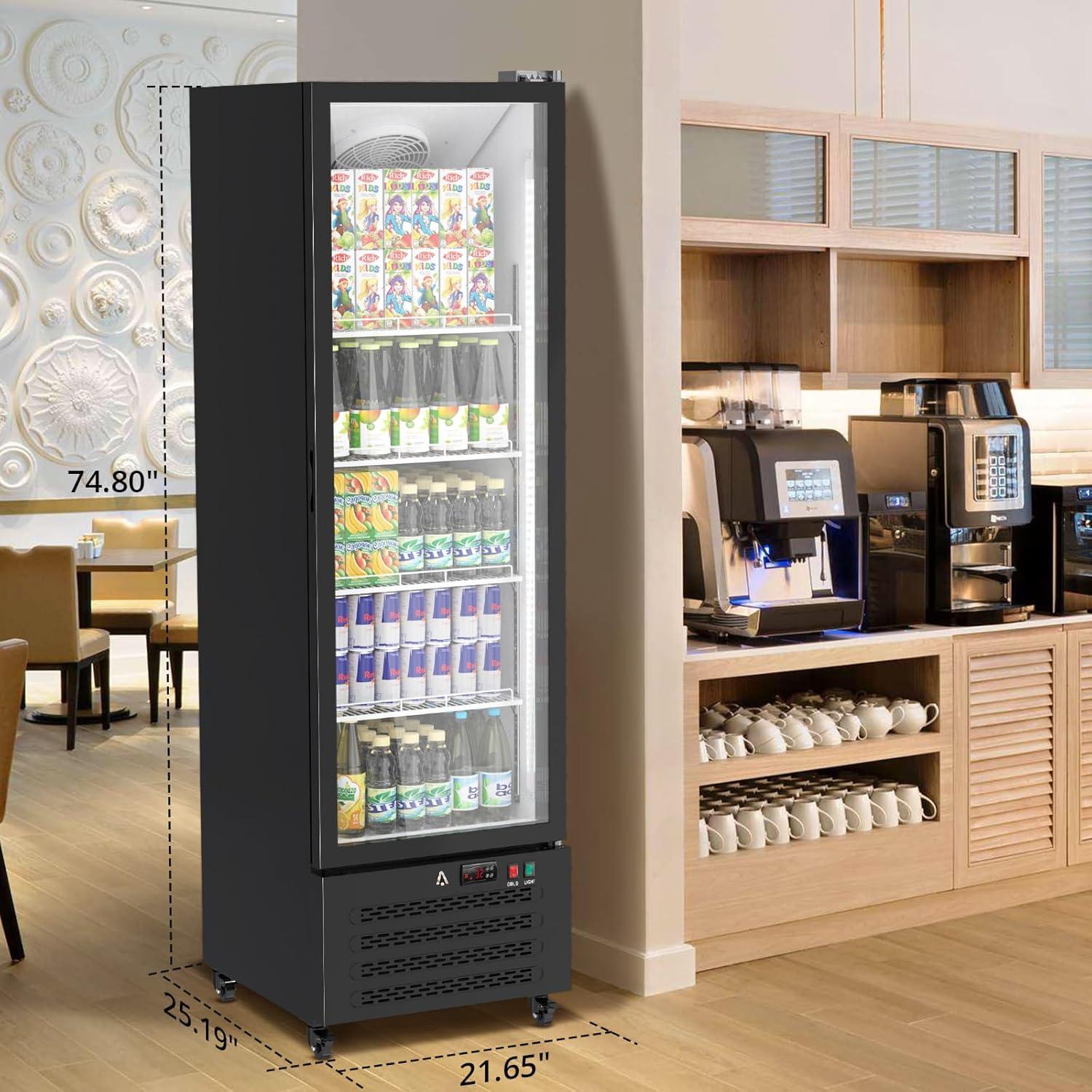 Black Single Glass Door Commercial Beverage Cooler