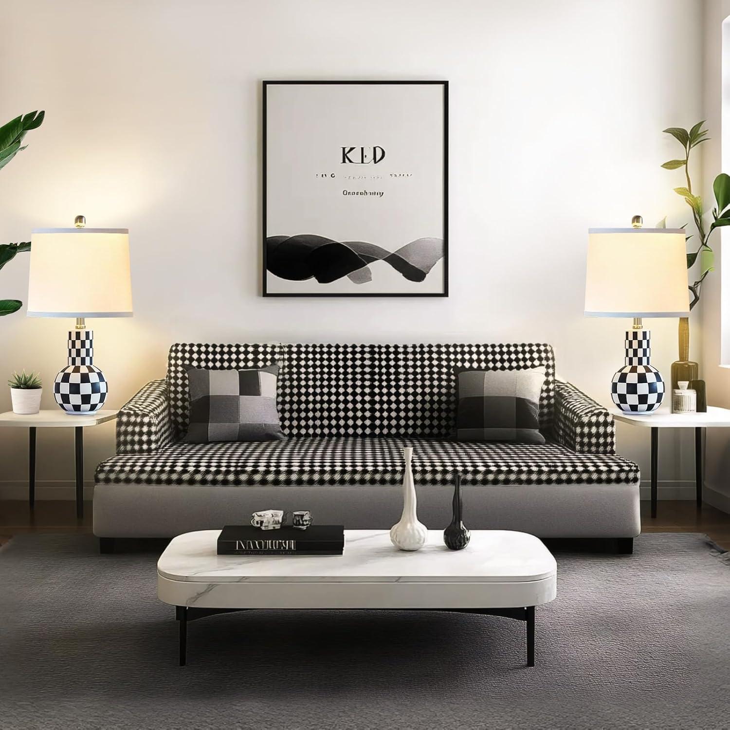 Ebern Designs Sighwarth 21" Ceramic Table Lamp for Bedroom 3-Color Temperature Modern Desk Lamps for Nightstand Living Room Bedside Lamp End Table Lamps (Set of 2)