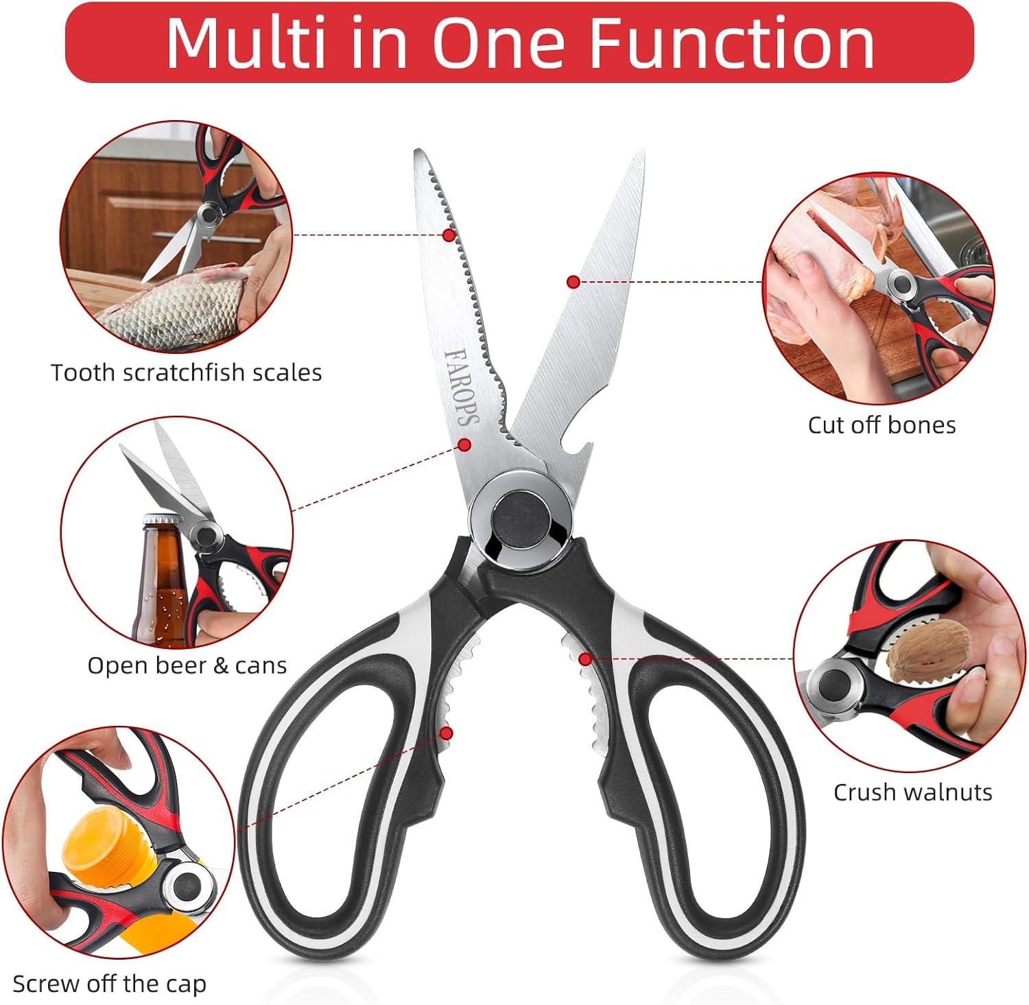 Kitchen Scissor For General Use 2-Packs,Heavy Duty Kitchen Raptor Meat Shears,Dishwasher Safe Cooking Scissors, Stainless Steel Multi-function Scissors For Food,Chicken,Poultry, Fish, Pizza