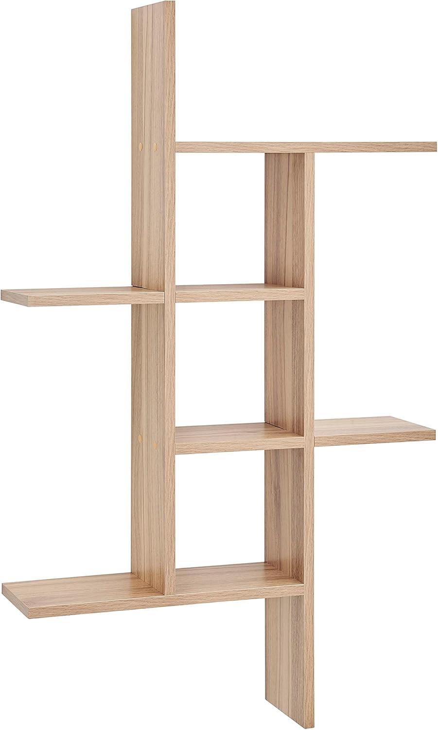 Danya B. 40" x 24" Cantilever Cubby Wall Shelf Chestnut: Mid-Century Modern Style, Laminated MDF, Iron Hardware