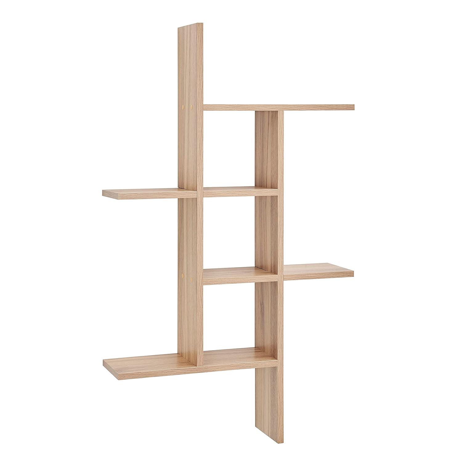 Danya B. 40" x 24" Cantilever Cubby Wall Shelf Chestnut: Mid-Century Modern Style, Laminated MDF, Iron Hardware