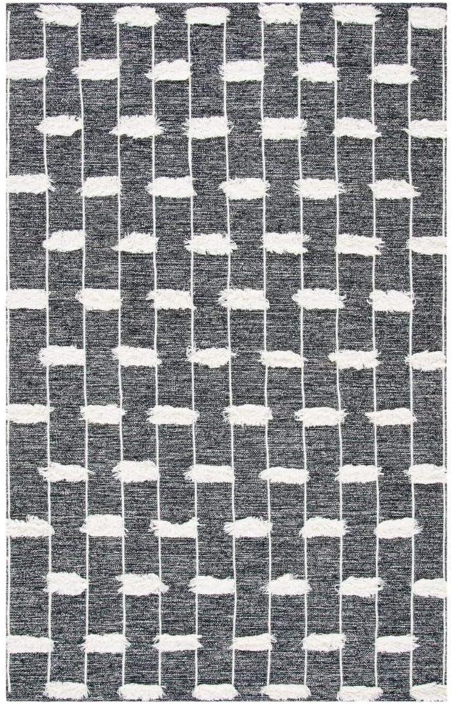 Striped Kilim STK508 Hand Woven Area Rug - Black/Ivory - 8'x10' - Safavieh.