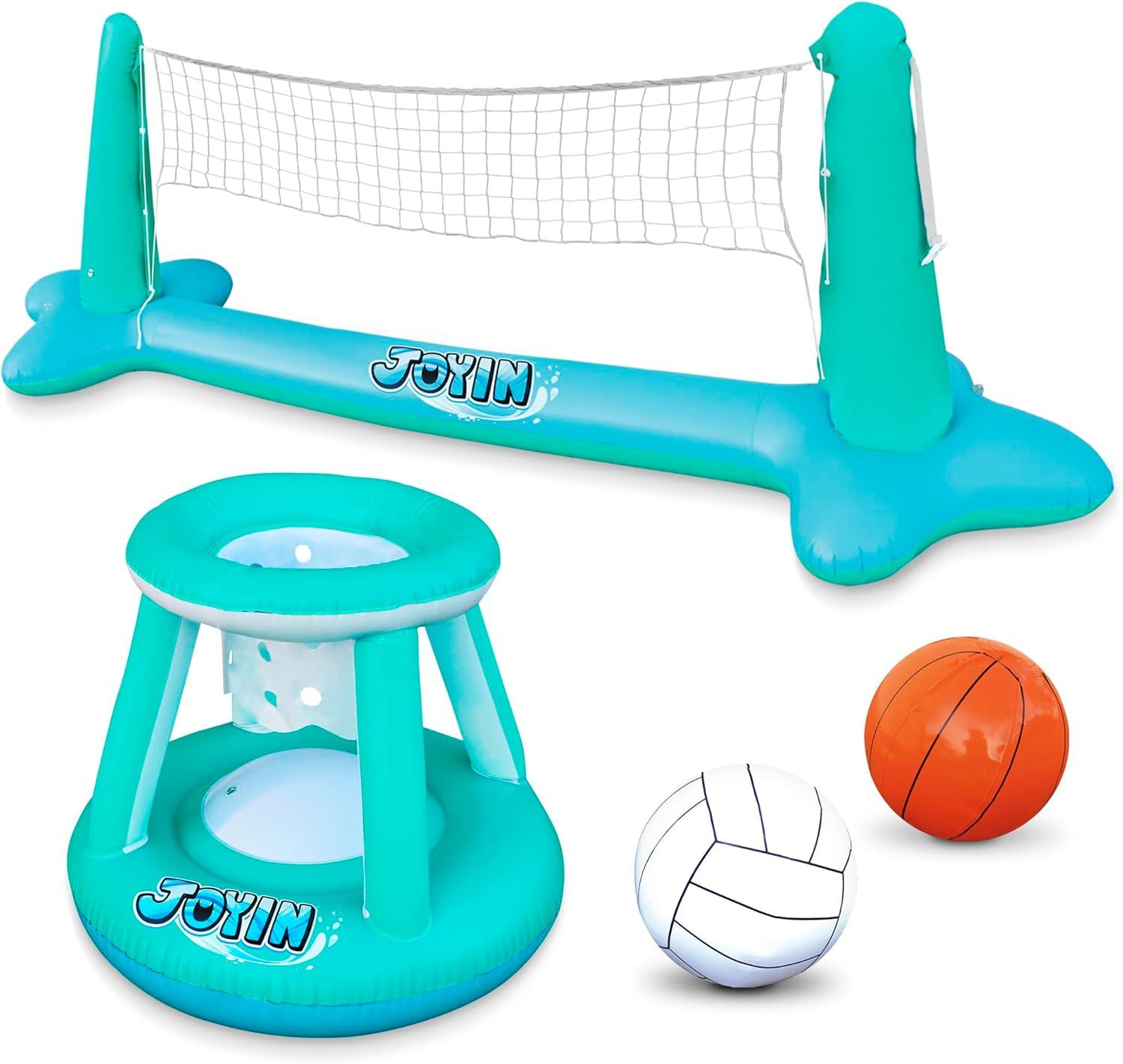 Phantoscope Floating Swimming Game Toy For Kids And Adults, Summer Floaties, Volleyball Court (105”X28”X35”)|Basketball (27”X23”X27”),L-Blue
