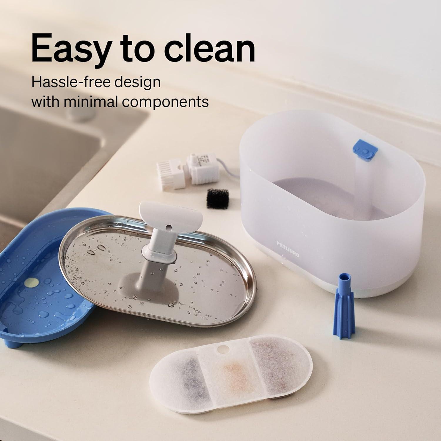 PETLIBRO Cat Water Fountain Stainless Steel,Ultra Quiet,71fl oz/2.1L Automatic Cat Fountain,Two Flow Modes,BPA-Free Capsule Metal Healthy Pet Water Fountain for Cats Inside with 4 Large Filters