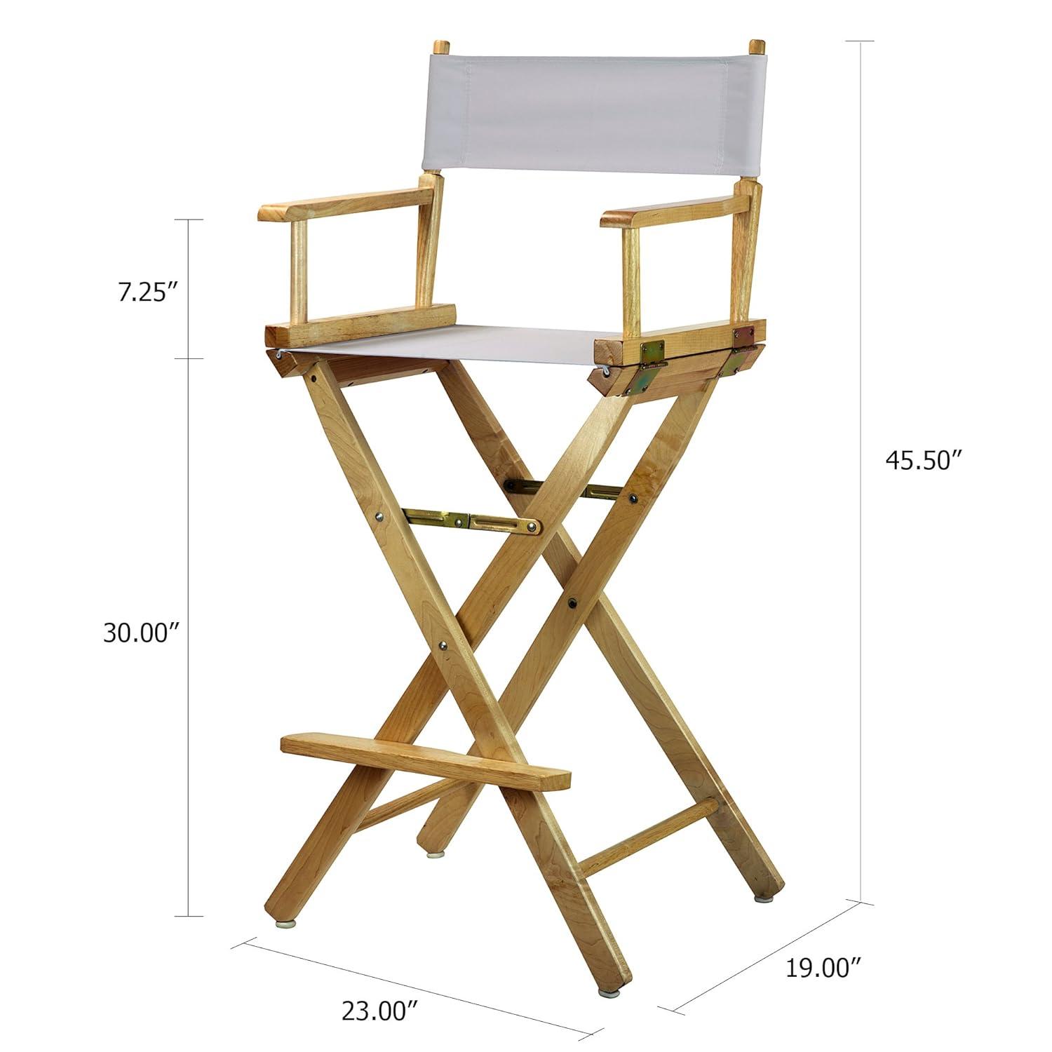 "30" Director's Chair Natural Frame-White Canvas"