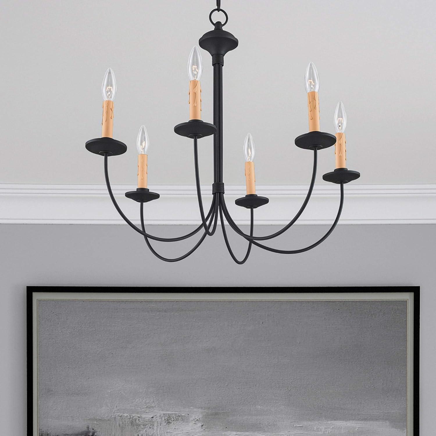 Heritage Black Steel 6-Light Candelabra Chandelier