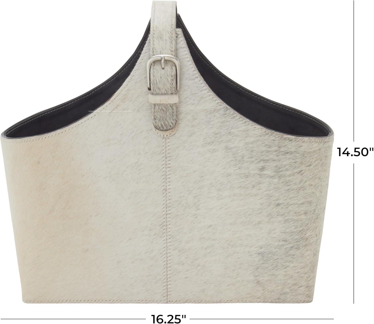 Millwood Pines Sandie Leather Handmade Wood Decorative Magazine Holder with Detail Stitching and Curved Buckle Handles