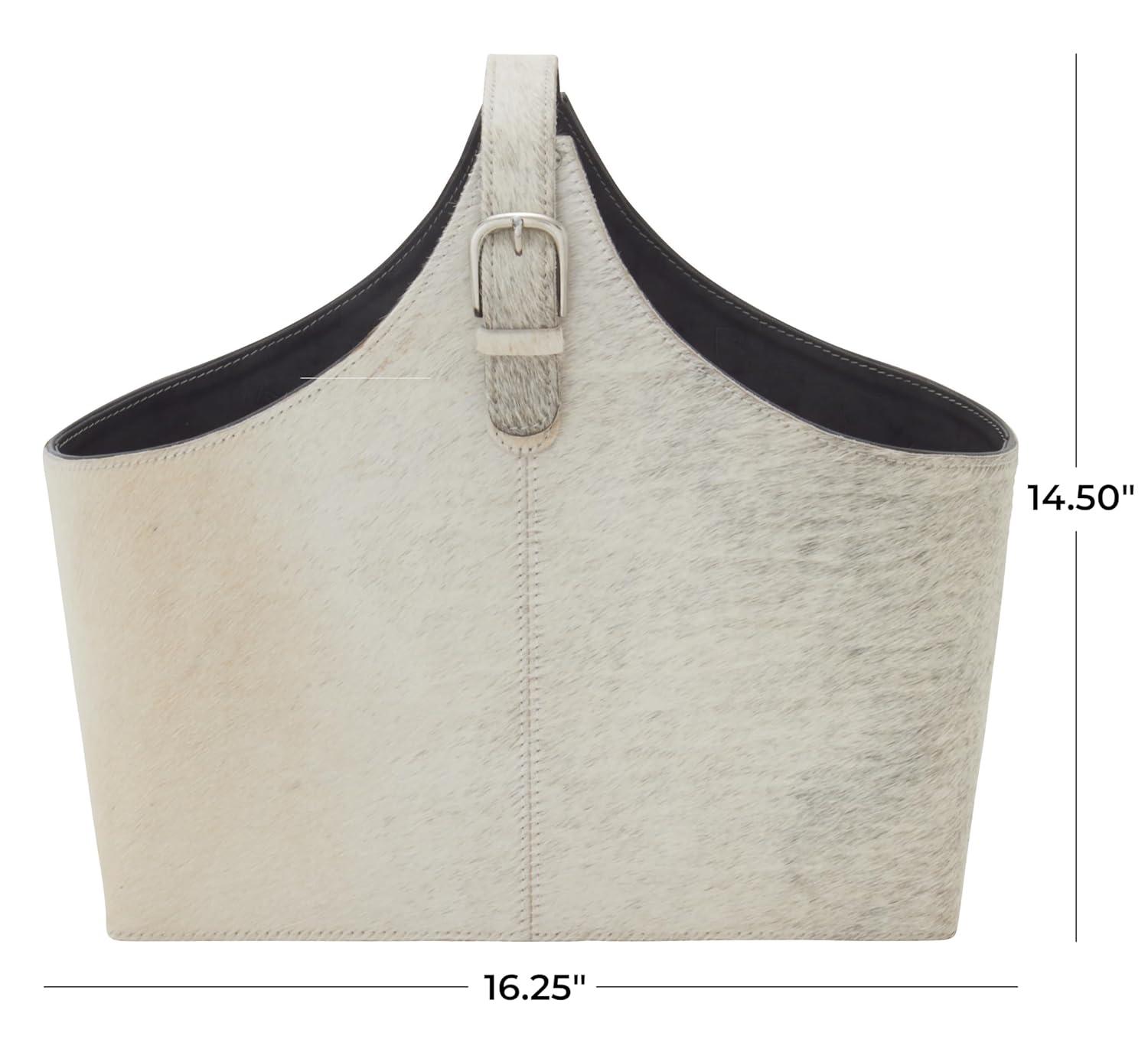 Millwood Pines Sandie Leather Handmade Wood Decorative Magazine Holder with Detail Stitching and Curved Buckle Handles