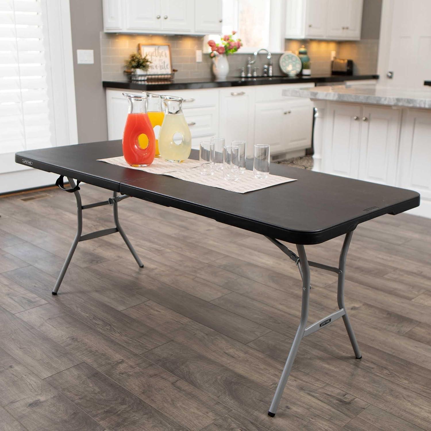 Lifetime 6-Foot Black Fold-In-Half Table with Steel Frame