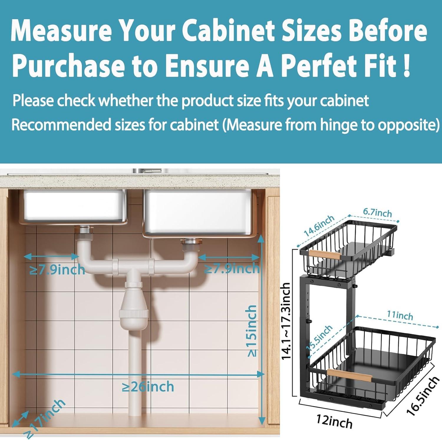 Rebrilliant Under Sink Organizer, 2 Tier Under Sink Organizers And Storage, Metal Slide Out Pull Out Cabinet Organizer ,2 Pack Sliding Drawer Organizer For Kitchen Bathroom Pantry