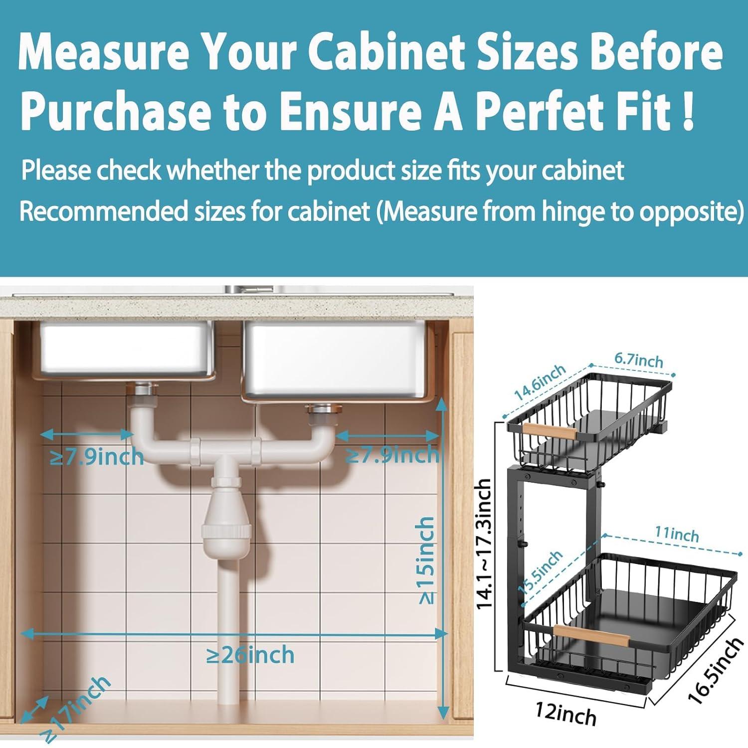 Rebrilliant Under Sink Organizer, 2 Tier Under Sink Organizers And Storage, Metal Slide Out Pull Out Cabinet Organizer ,2 Pack Sliding Drawer Organizer For Kitchen Bathroom Pantry
