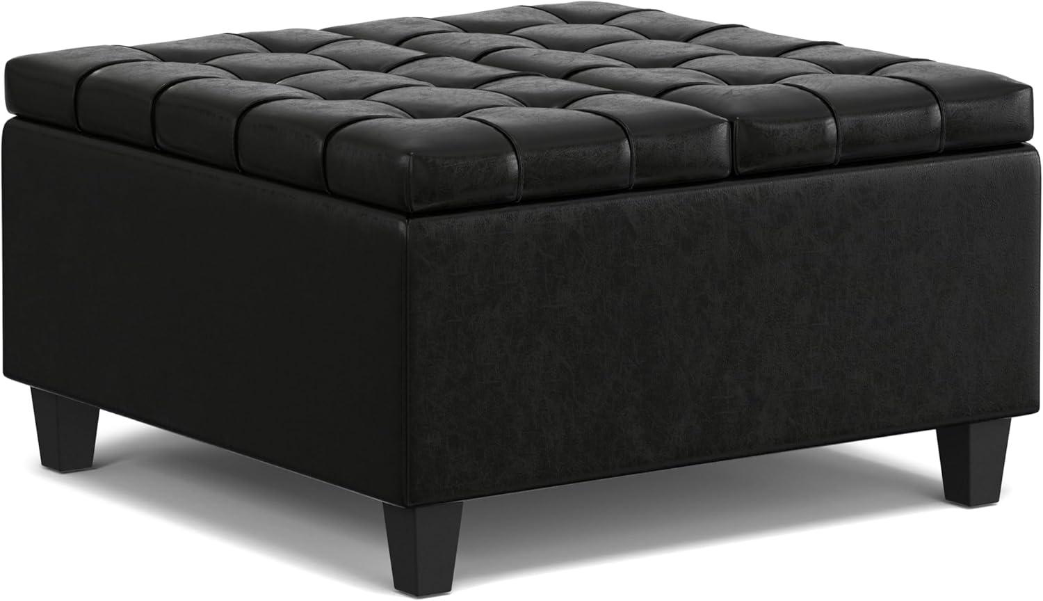 Harrison Small Square Coffee Table Storage Ottoman, Assembled