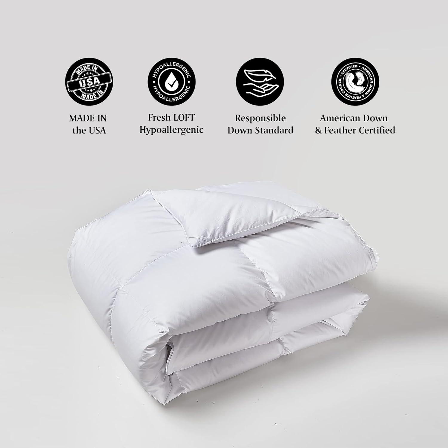 Full/Queen White Cotton Sateen Down Comforter