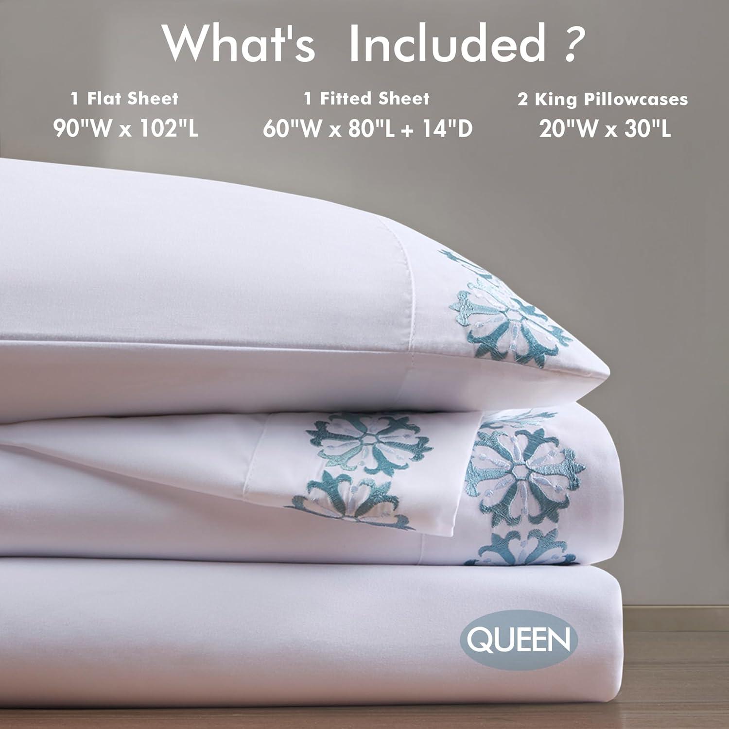 Embroidered Microfiber 4 PC Sheet Set