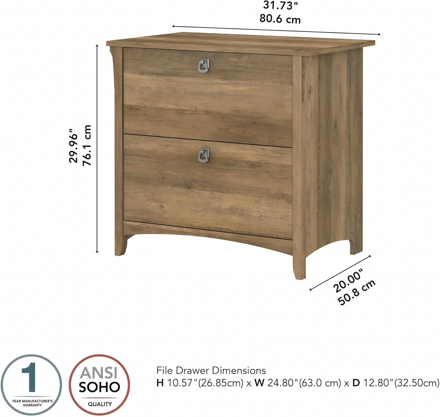 Bush Furniture Salinas 2 Drawer File Cabinet in Reclaimed Pine