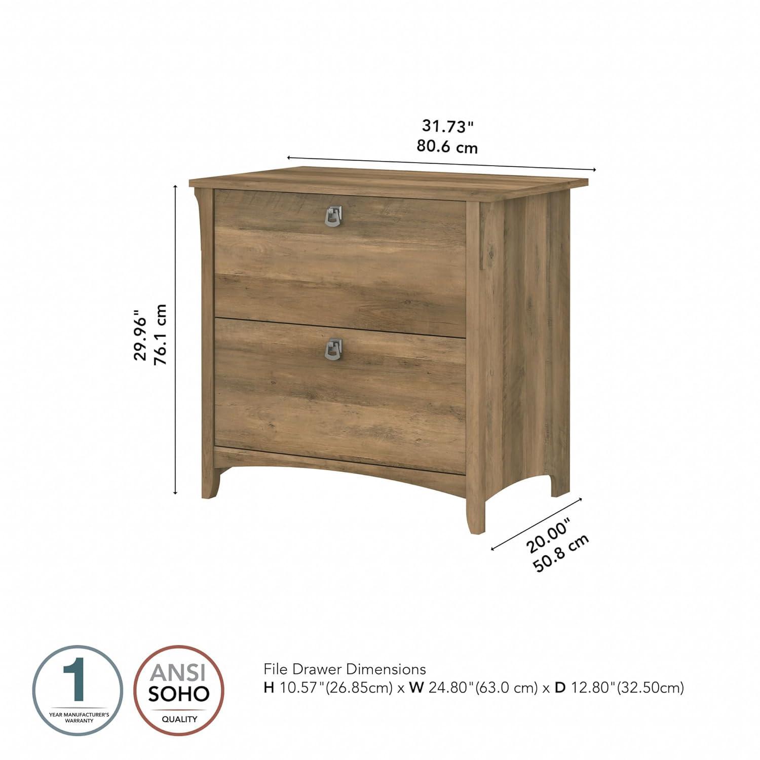 Bush Furniture Salinas 2 Drawer File Cabinet in Reclaimed Pine