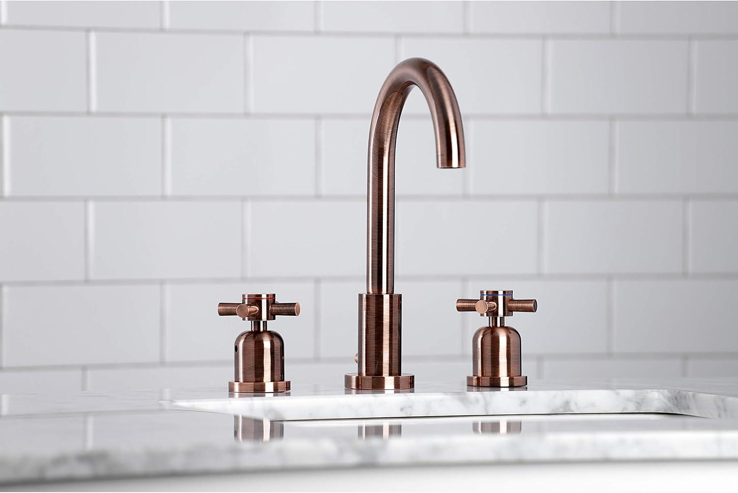 Kingston Brass Concord Two-Handle 3-Hole Deck Mount Widespread Bathroom Faucet with Brass Pop-Up Drain