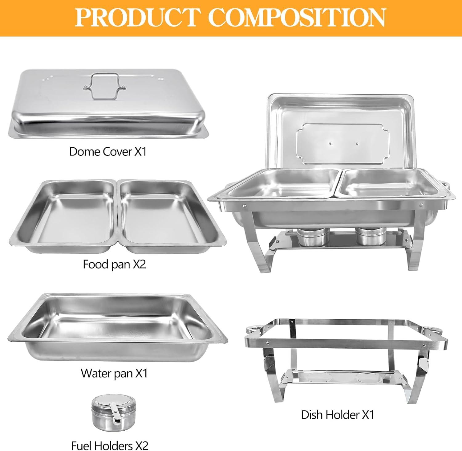 The Party Aisle™ Chafing Dishes For Buffet 4 Pack, 8 Qt Stainless Steel Chafers And Buffet Warmers Sets With Lid, Rectangle Serving Food Warmer Catering Supplies Buffet Display For Parties