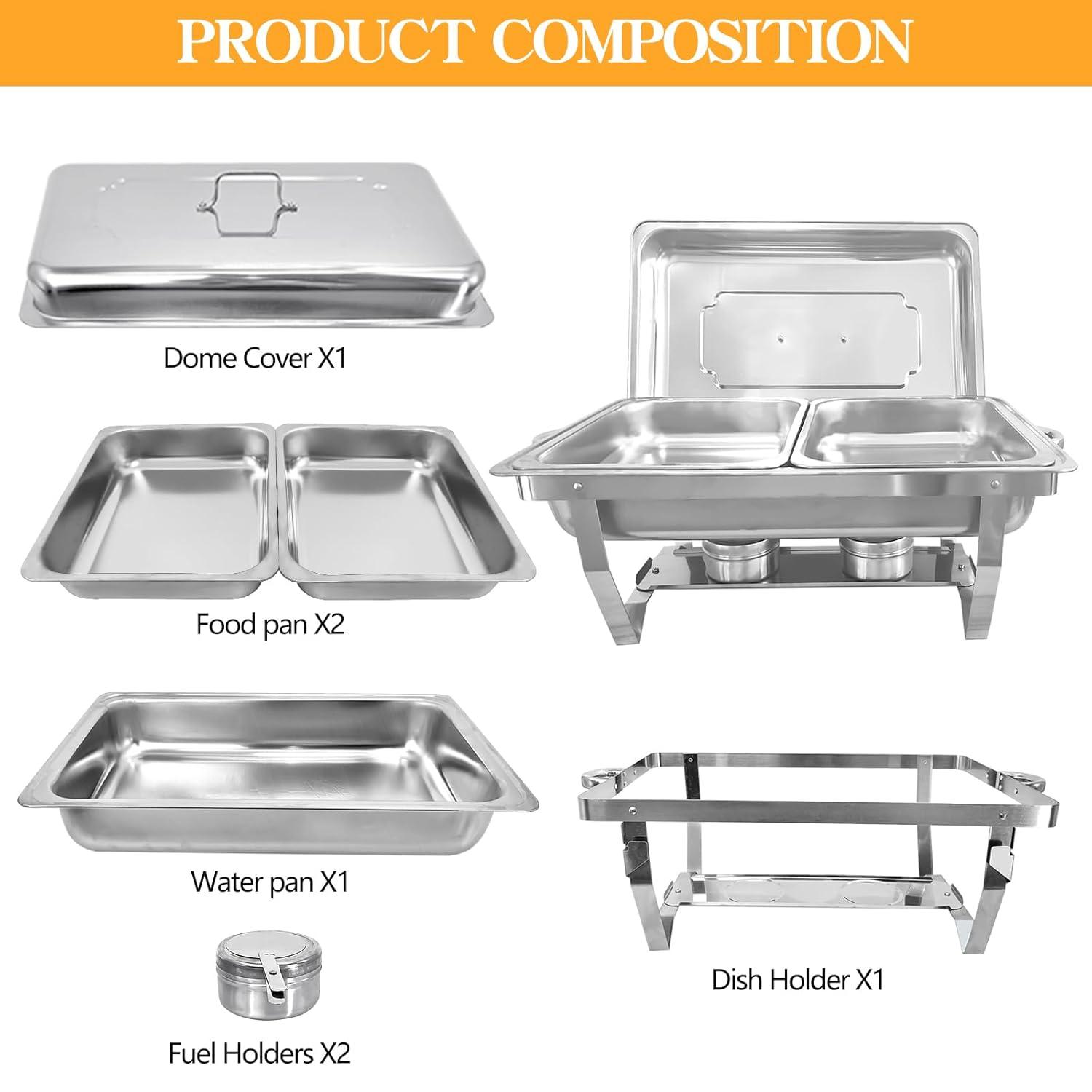 The Party Aisle™ Chafing Dishes For Buffet 4 Pack, 8 Qt Stainless Steel Chafers And Buffet Warmers Sets With Lid, Rectangle Serving Food Warmer Catering Supplies Buffet Display For Parties
