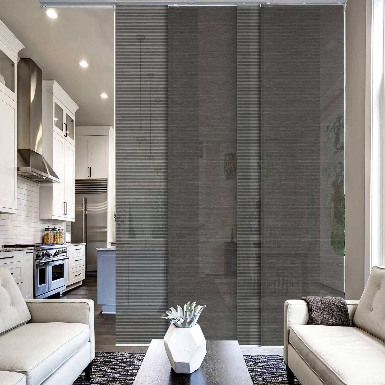 Adjustable Blackout Woven Fabric Panel Track Blinds, 45.8"-86" W x 96" H