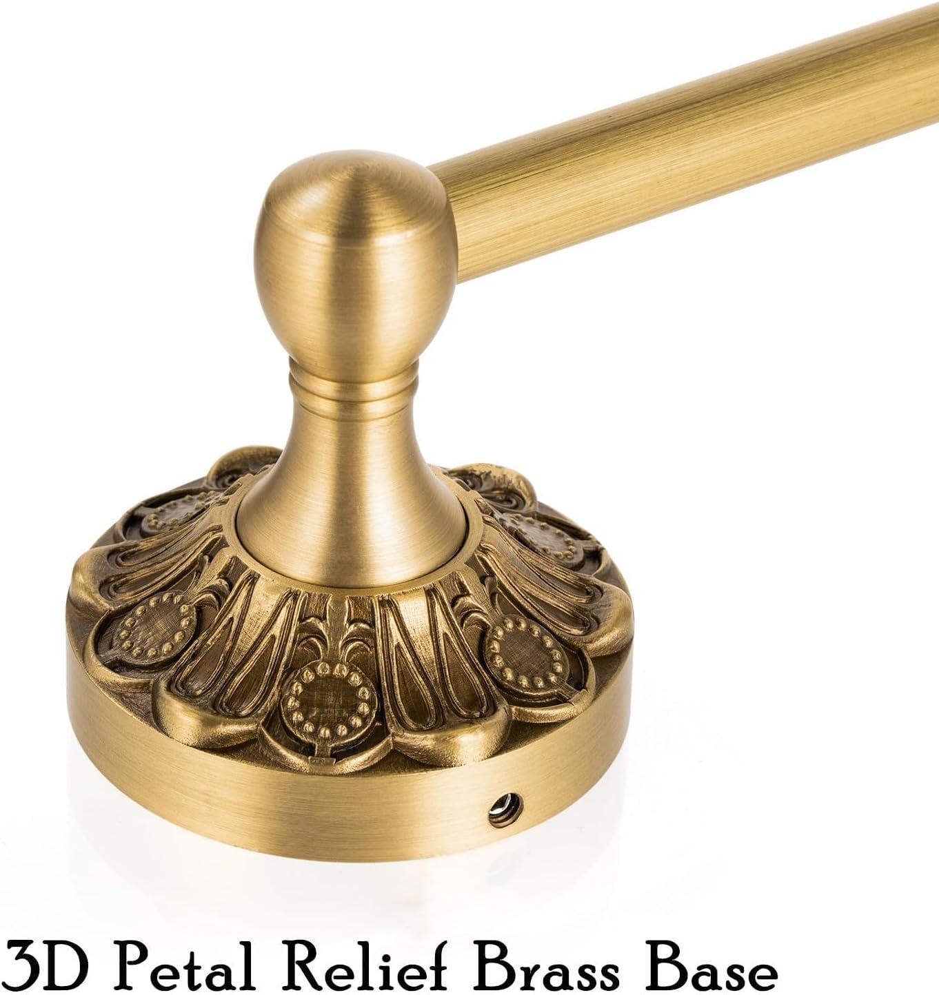 Lucyound Antique Brass Toilet Paper Holder, Bathroom Tissue Roll Holder Wall Mount, Vintage Gold Decorative Bathroom Accessories, Petal-Relief Series C3