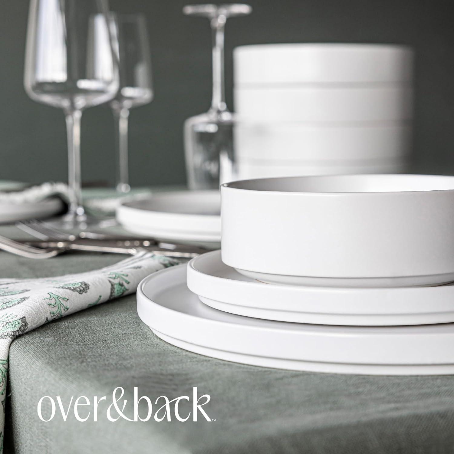 over&back Stackable 16-Piece Semi Hand-Finished Stoneware Dinnerware Set