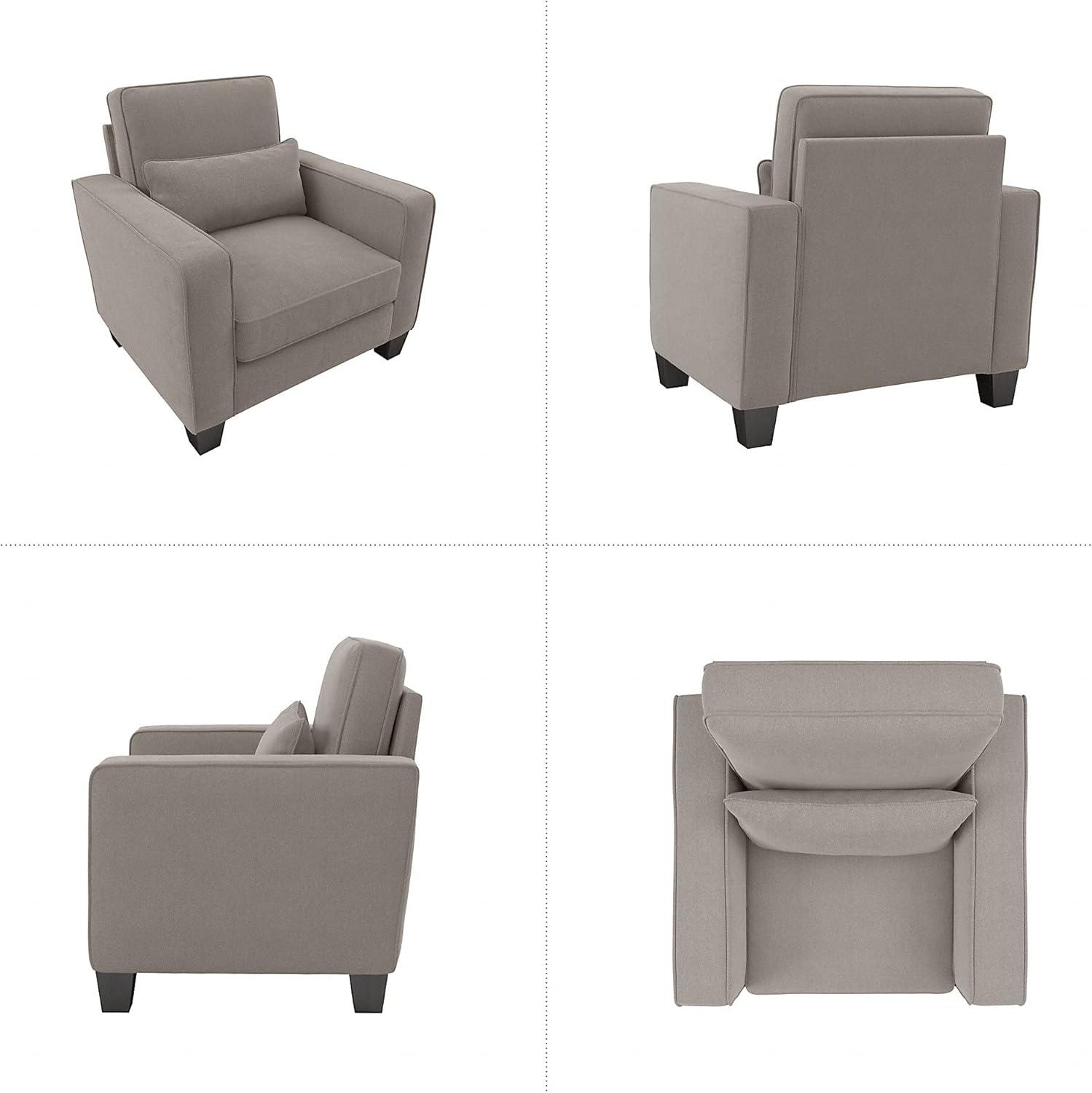 Stockton Accent Chair with Arms in Beige Herringbone Fabric