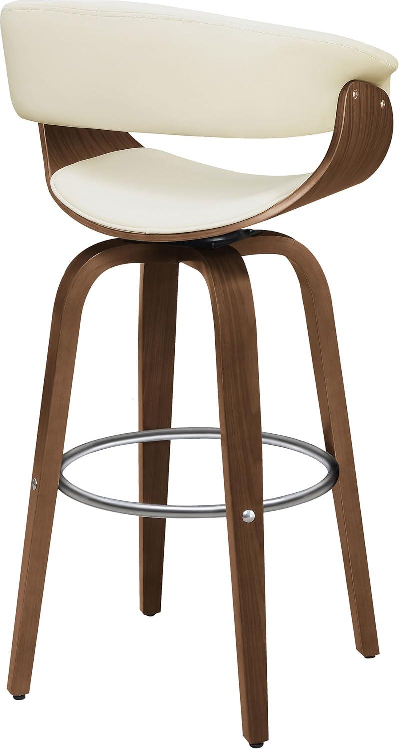 Ebern Designs Freidin Upholstered Swivel Bar Stool Walnut