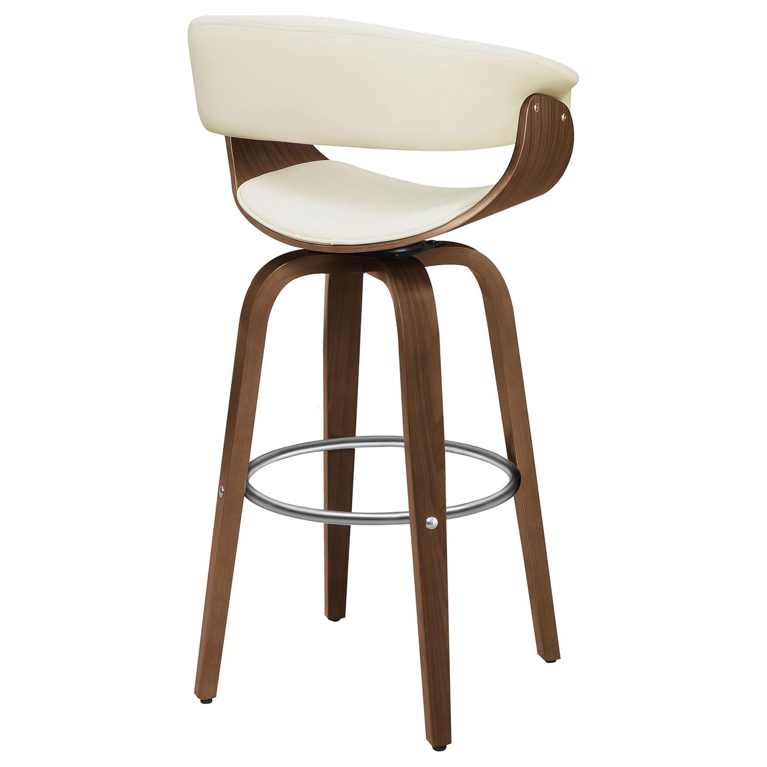 Ebern Designs Freidin Upholstered Swivel Bar Stool Walnut