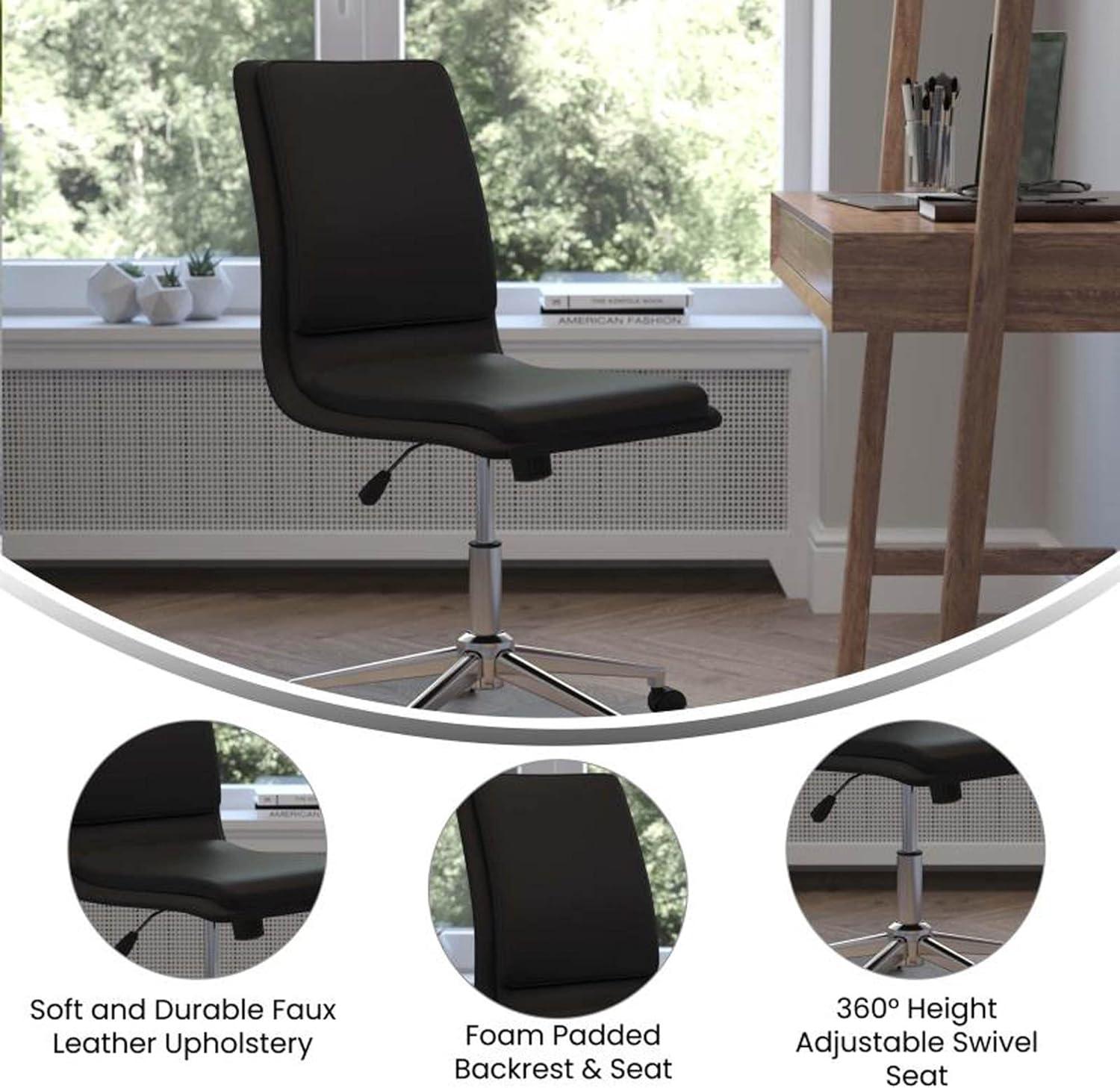 Flash Furniture Madigan Mid-Back Armless Swivel Task Office Chair with Upholstery and Adjustable Metal Base