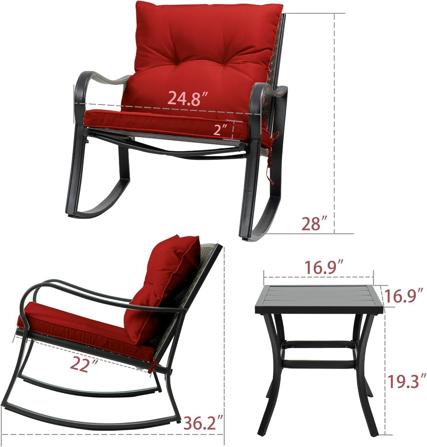 Mercury Row® Preciado 3 Piece Outdoor Patio Set With Cushions-Rocking Chair for Balcony, Lawn and Porch