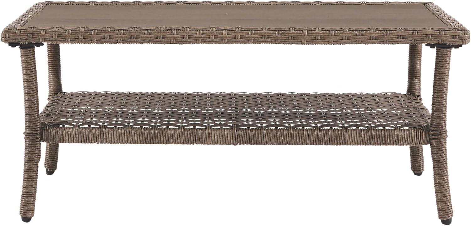 Outdoor Wicker Aluminum Base Light Brown Medium Coffee Table Garden Patio Furniture