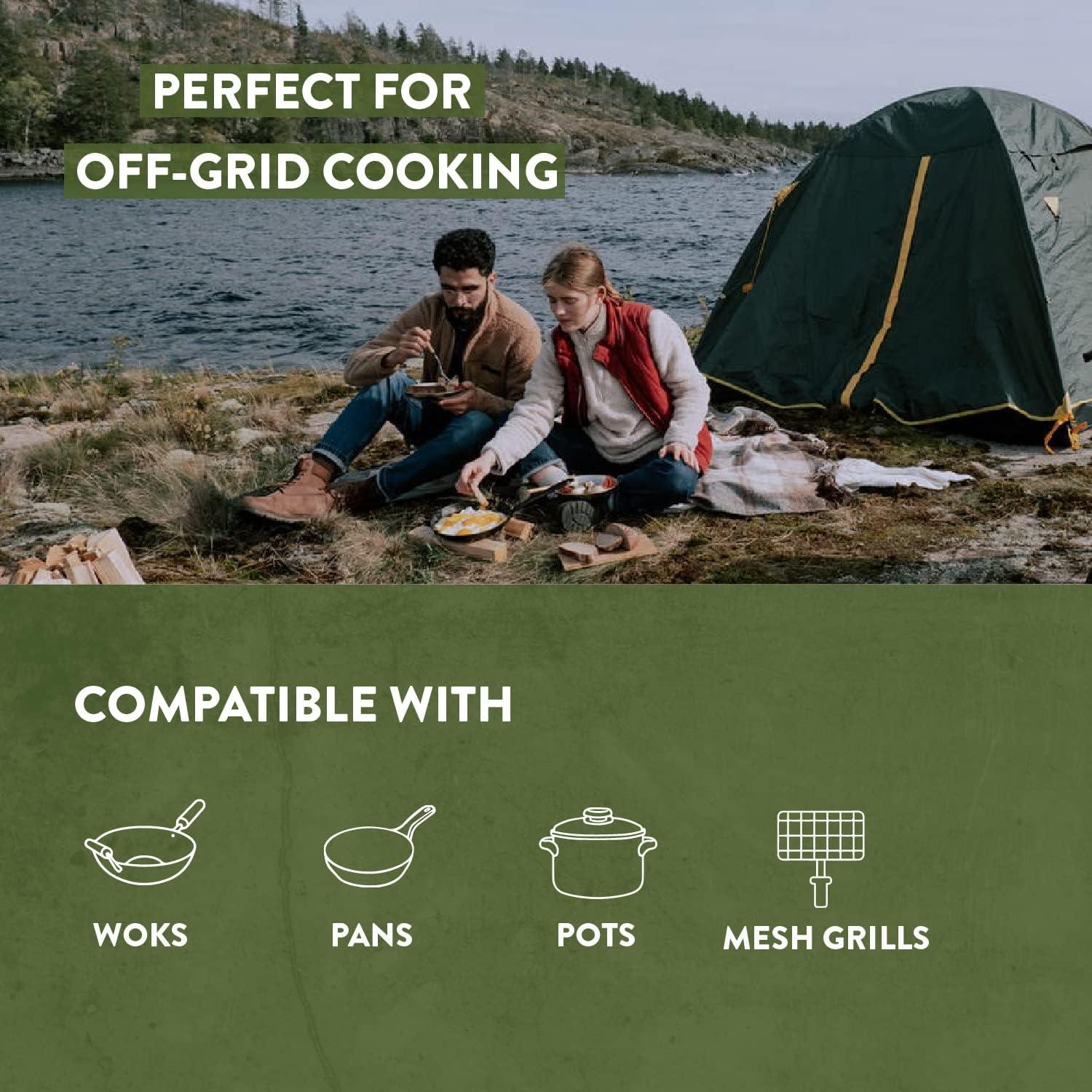 GasOne Portable Wood Burning Rocket Stove Camping for Backpacking, Hiking, RV and Survival - Insulated Barrel Stove Kit with Silicone Handles